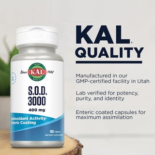 Foto 5 | Suplemento Antioxidante Kal S.o.d. 3000 400 Mg 100 Comprimidos - Venta Internacional.