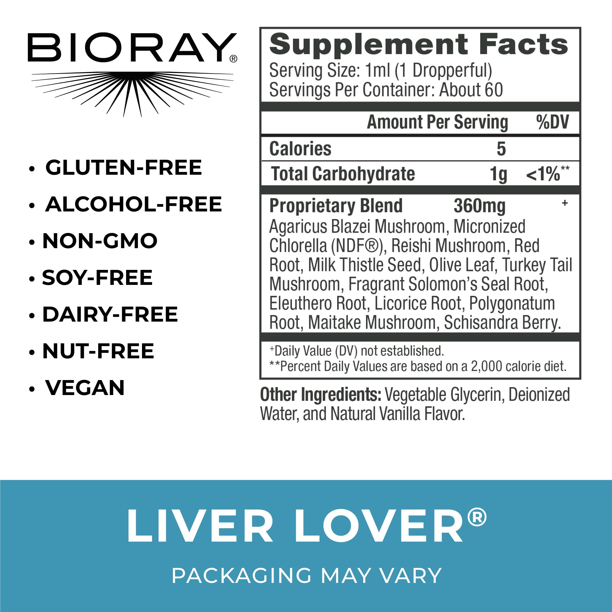 Foto 3 pulgar | El Suplemento Bioray Daily Liver Lover Apoya El Hígado Y Las Glándulas Suprarrenales - Venta Internacional.