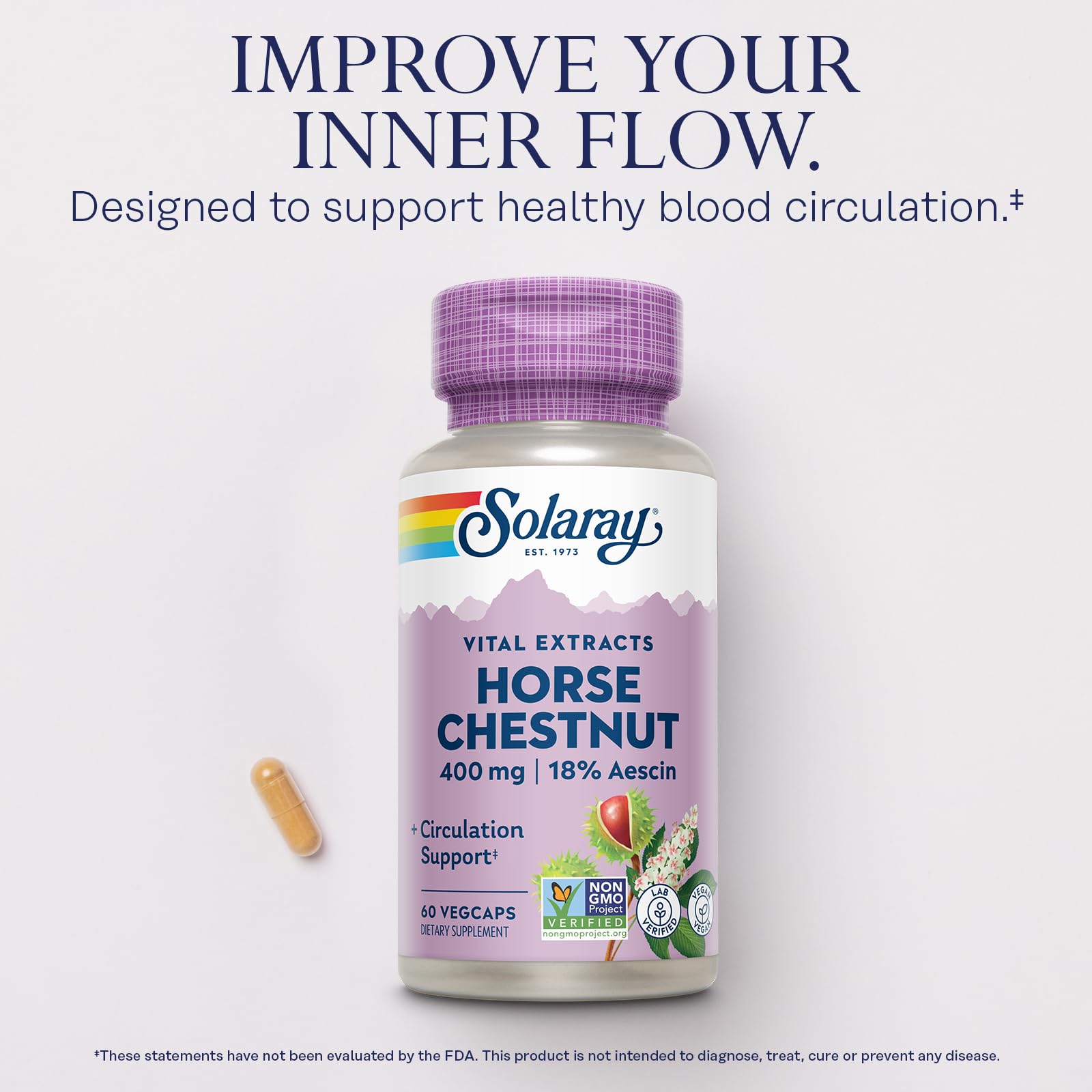 Foto 3 | Suplementos: Extracto De Castaño De Indias Solaray, 400 Mg, Vegano - Venta Internacional.