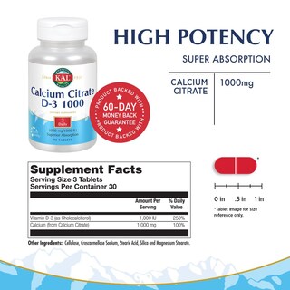 Foto 3 | Suplemento De Citrato De Calcio Kal Con D 1000 Ui 1000 Mg 90 Tabletas - Venta Internacional.