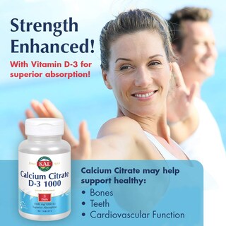Foto 4 | Suplemento De Citrato De Calcio Kal Con D 1000 Ui 1000 Mg 90 Tabletas - Venta Internacional.