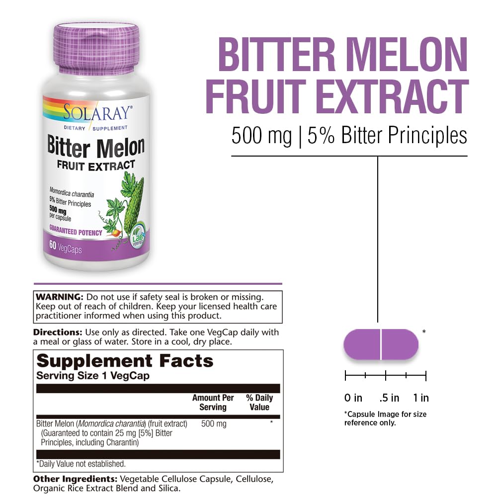 Foto 4 pulgar | Suplemento Solaray: Extracto De Melón Amargo, 500 Mg, 60 Cápsulas Vegetales - Venta Internacional.