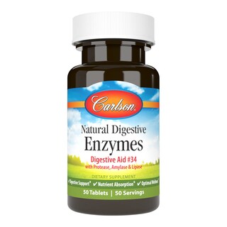 Foto 1 | Enzimas Digestivas Carlson Natural Digestive Aid #34 50 Comprimidos - Venta Internacional.