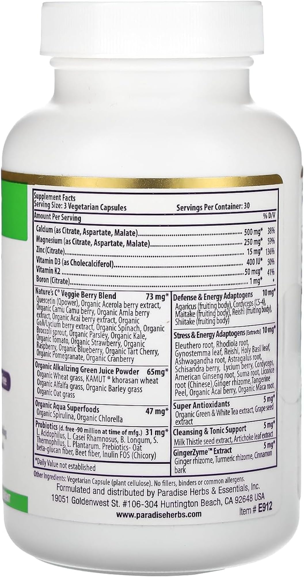 Foto 3 pulgar | Suplemento Paradise Herbs Earth's Blend Cal-mag 90 Cápsulas - Venta Internacional.