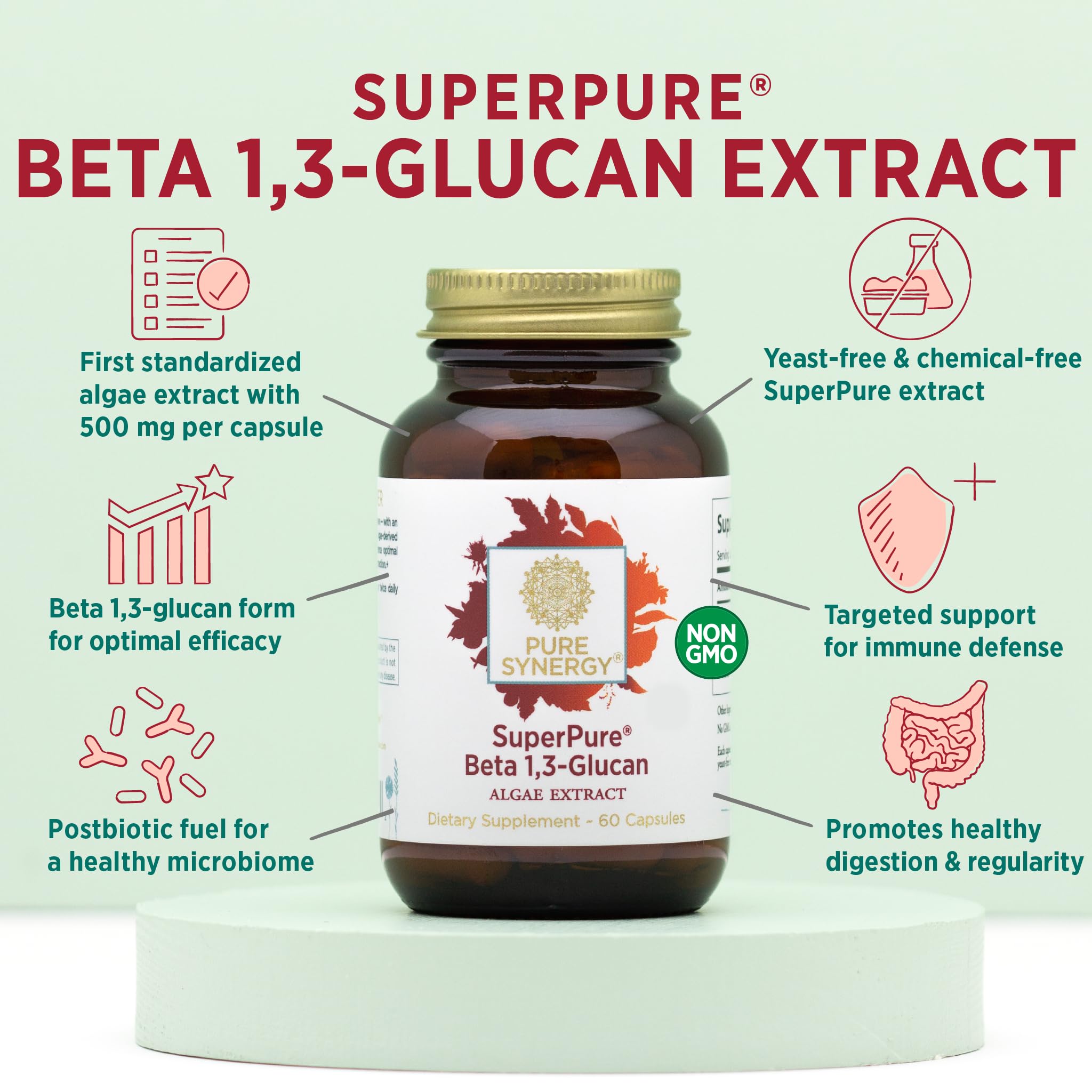 Foto 4 pulgar | Suplemento Pure Synergy Superpure Beta 1,3-glucano 500 Mg - Venta Internacional.