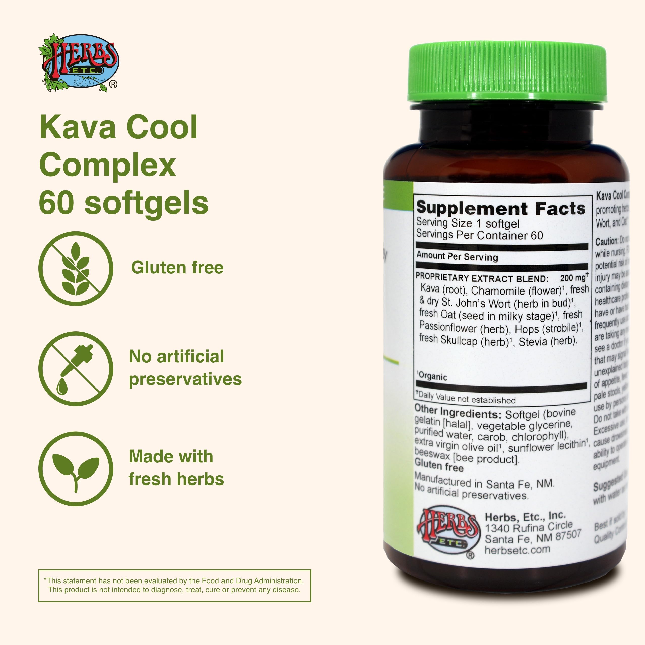 Foto 2 | Suplemento De Hierbas, Etc. Kava Calm Complex 60 Cápsulas Blandas - Venta Internacional.