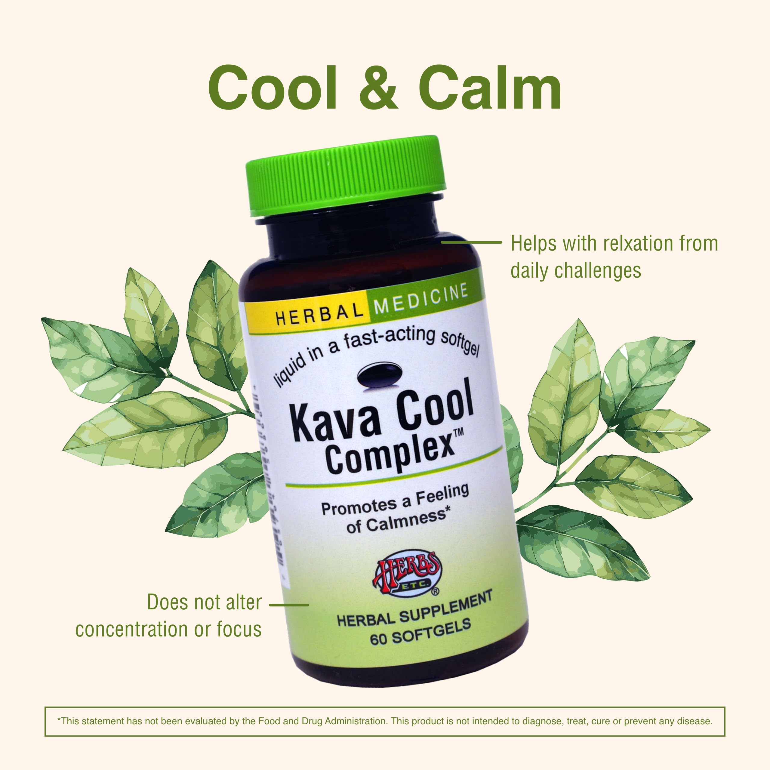 Foto 5 pulgar | Suplemento De Hierbas, Etc. Kava Calm Complex 60 Cápsulas Blandas - Venta Internacional.
