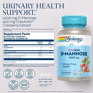 Foto 2 | Suplemento Solaray D-manose 1000 Mg Con Arándano Cranactin - Venta Internacional.