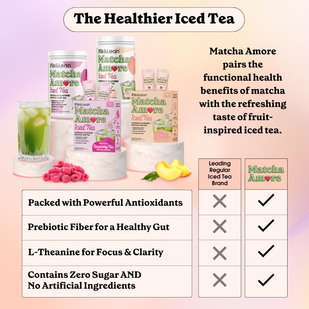 Foto 7 pulgar | Iced Tea Fit & Lean Matcha Amore Frambuesa, Paquetes De 10 Barras - Venta Internacional.