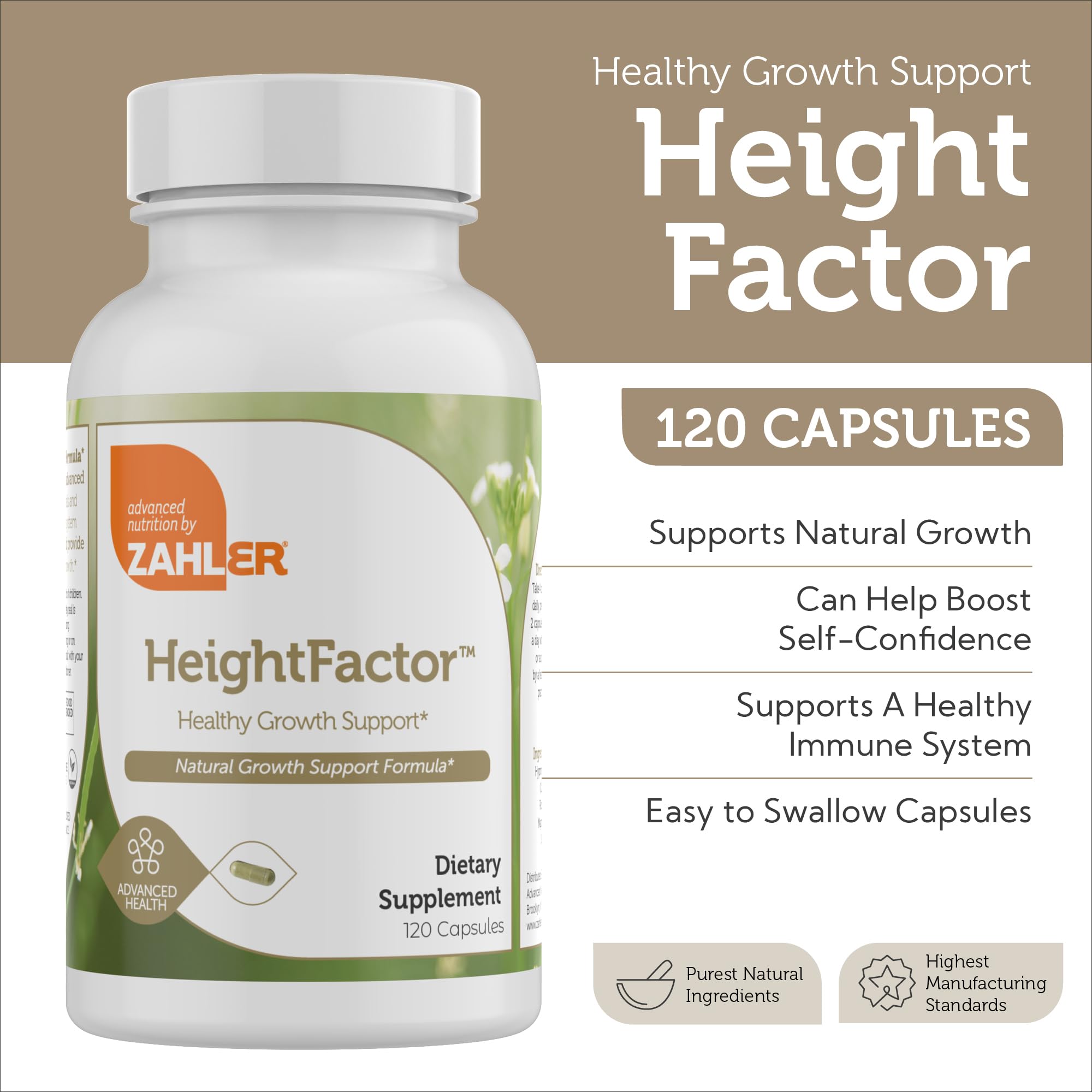 Foto 3 pulgar | Suplemento Zahler Height Factor Healthy Growth 120 Cápsulas - Venta Internacional.