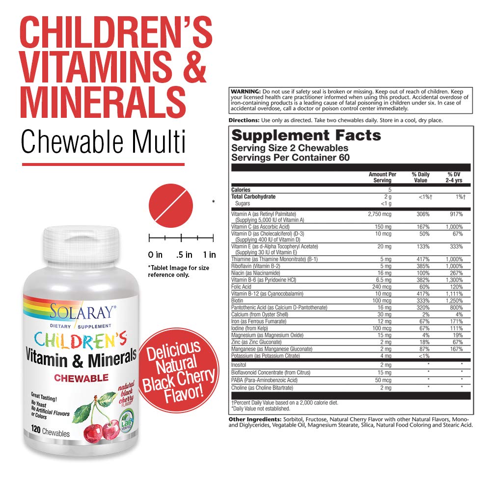 Foto 3 pulgar | Multivitamínico Solaray Children's Vitaminas Y Minerales Para Niños - Venta Internacional.