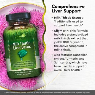 Foto 4 | Suplemento Irwin Naturals Milk Thistle Liver Detox 60 Cápsulas Blandas - Venta Internacional.