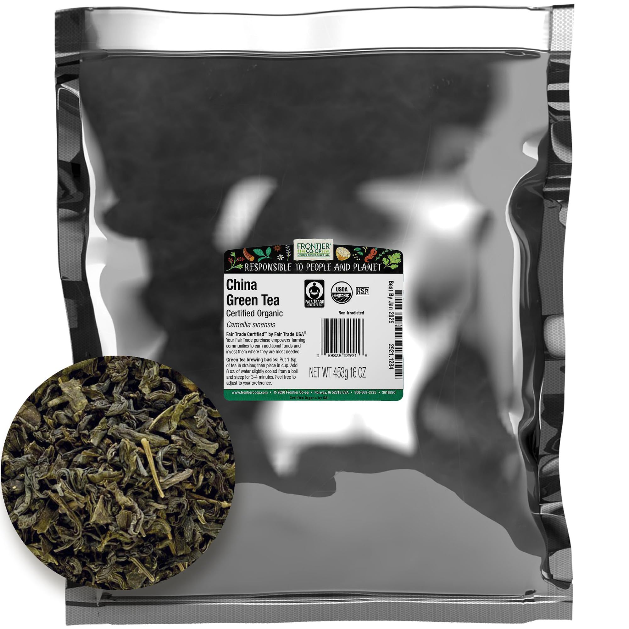 Foto 2 pulgar | Té Verde Frontier Co-op Organic China, 454 G De Hojas Sueltas - Venta Internacional.