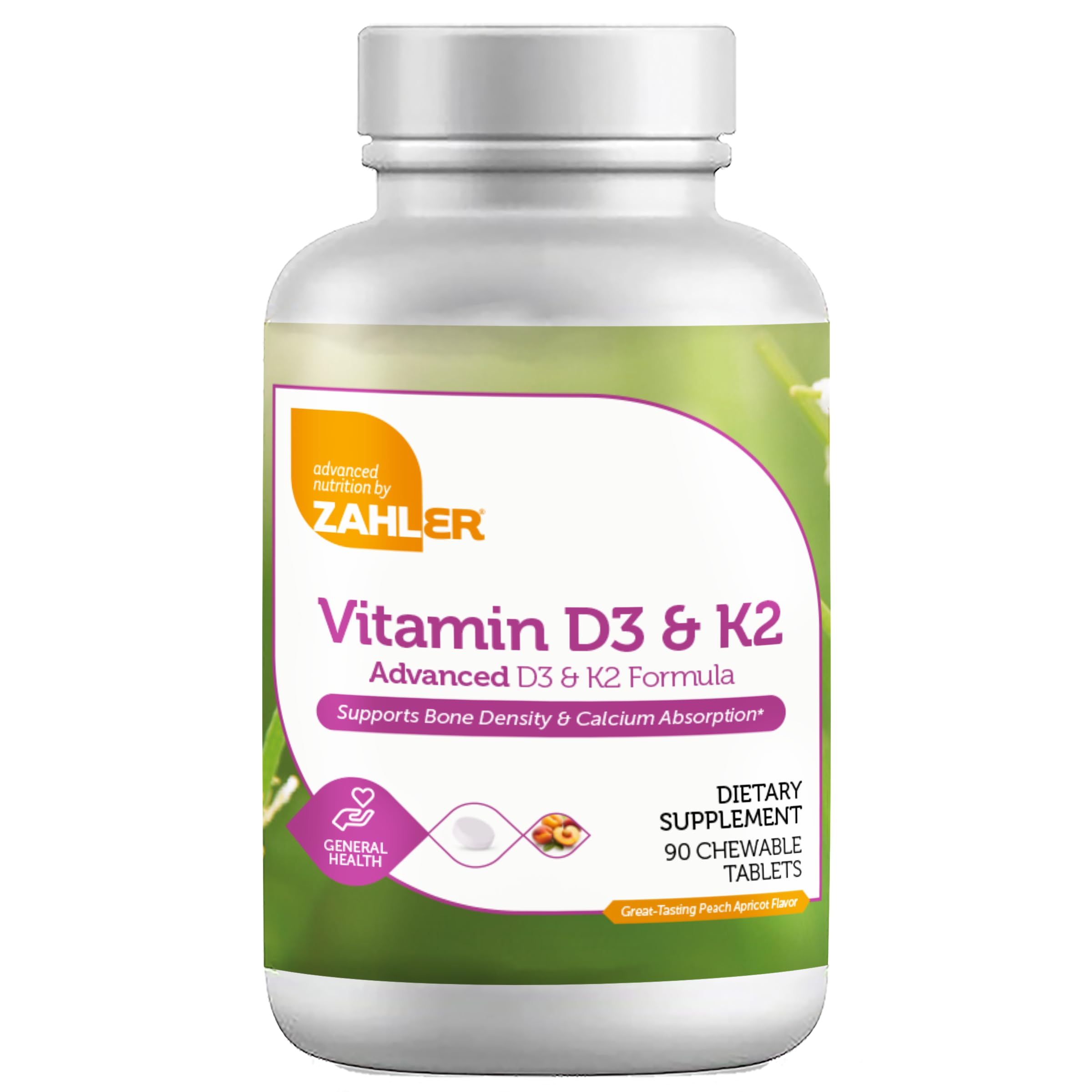 Suplemento Zahler De Vitamina D3 Y K2 Masticable 90 Comprimidos - Venta Internacional.