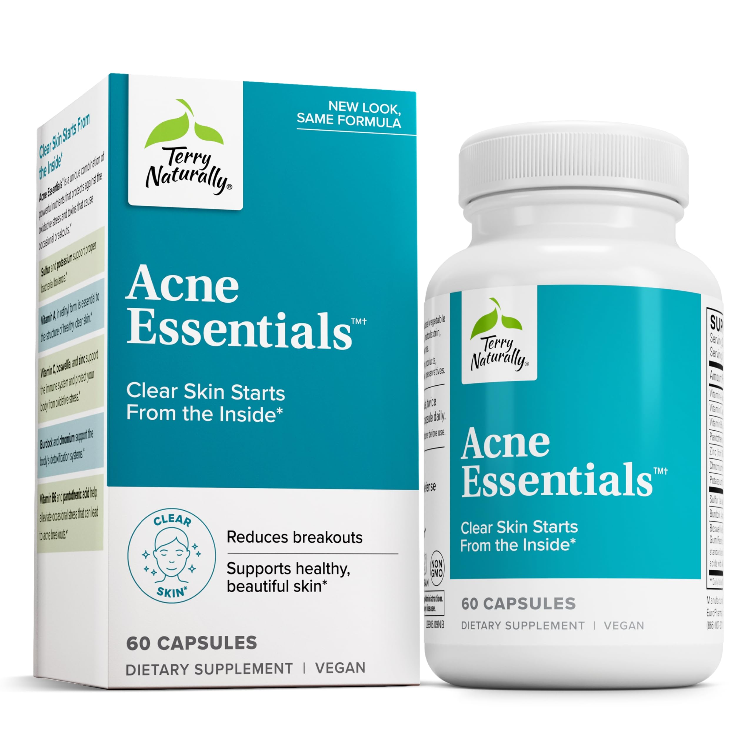 Suplemento Terry Naturally Acne Essentials 60 Cápsulas - Venta Internacional.