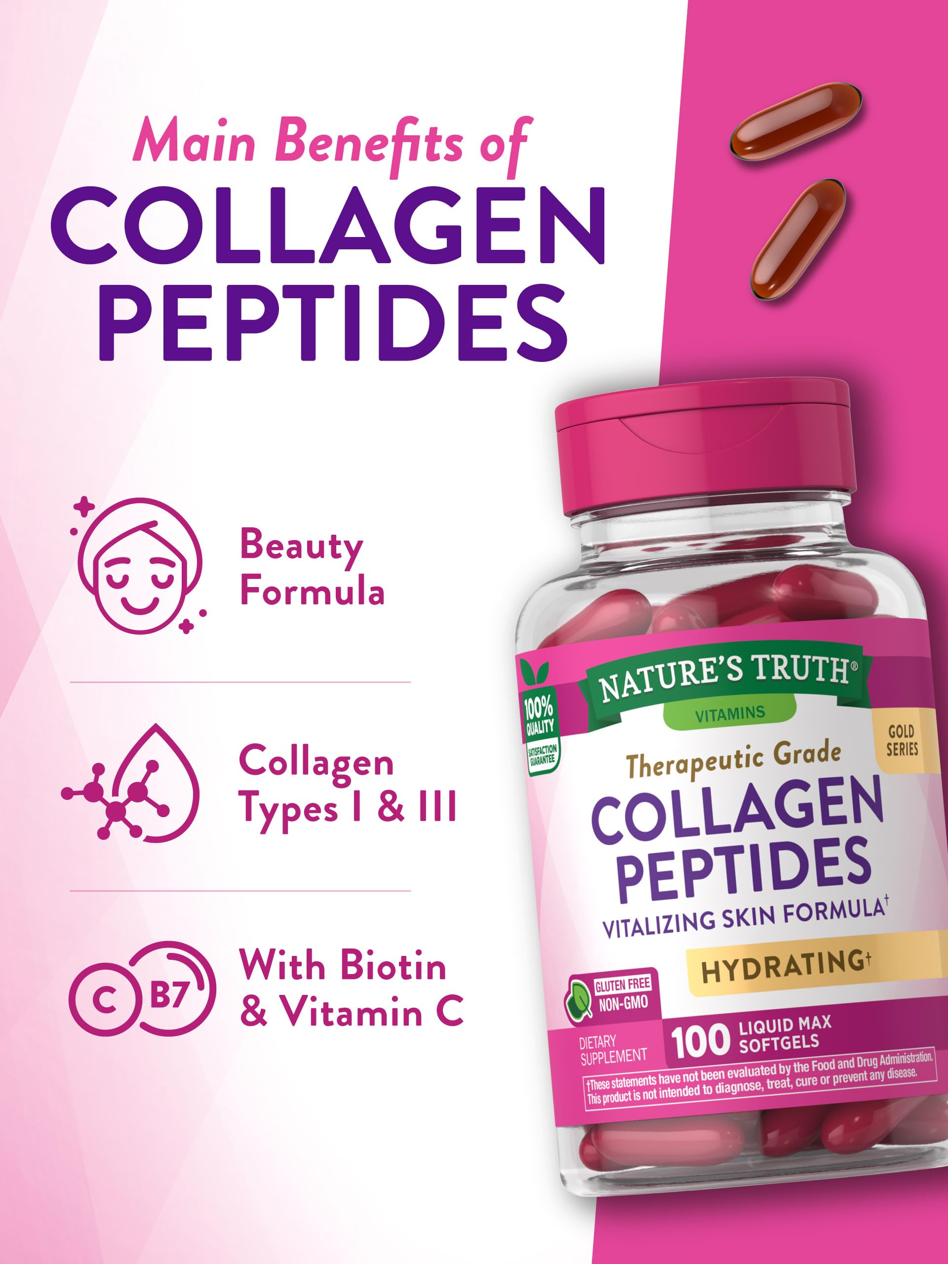 Foto 5 pulgar | Suplemento Nature's Truth Collagen Beauty 100 Cápsulas Blandas - Venta Internacional.