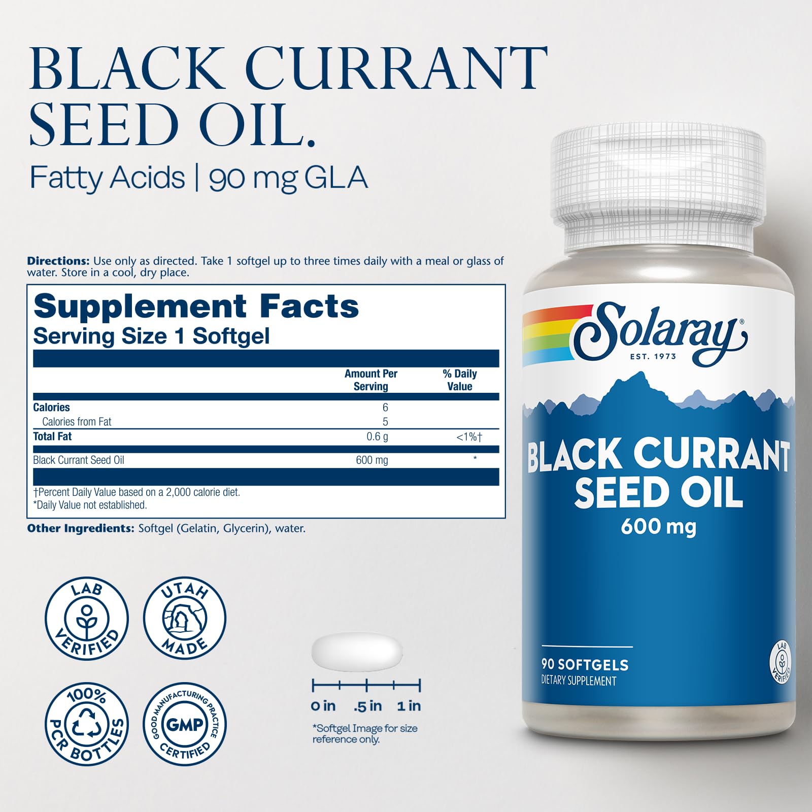 Foto 3 pulgar | Suplemento De Aceite De Semilla De Grosella Negra Solaray 600 Mg 90 Cápsulas Blandas - Venta Internacional.