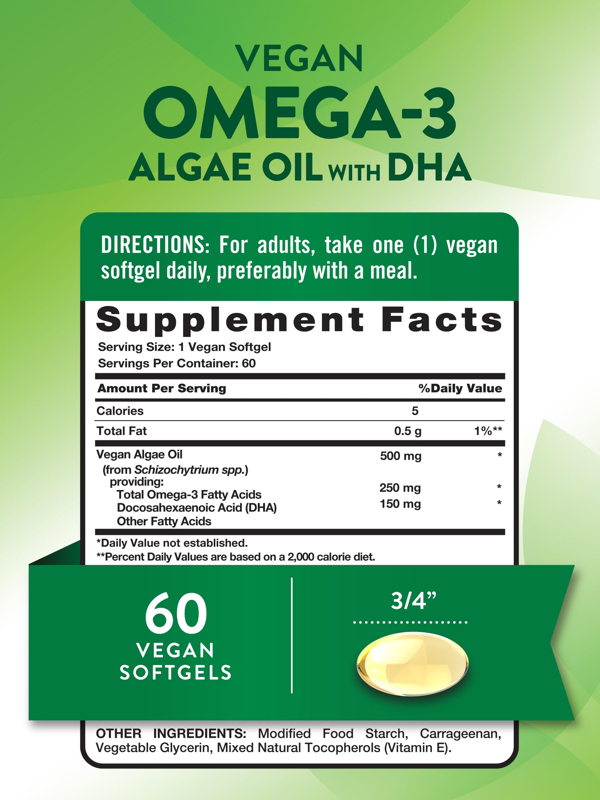 Foto 3 pulgar | Suplemento Nature's Truth, Cápsulas Blandas Veganas Con Omega 3, 60 Unidades - Venta Internacional.