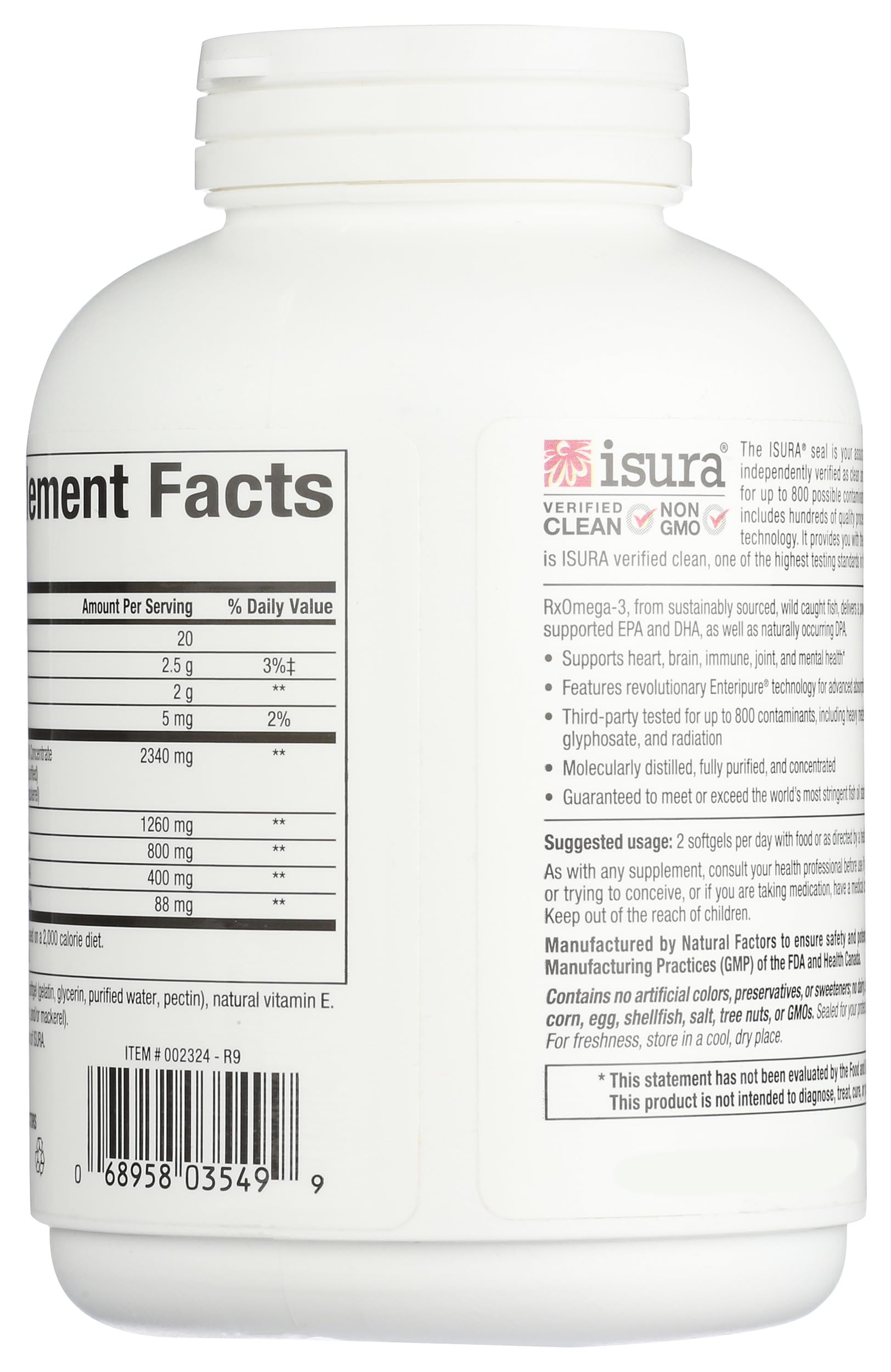 Foto 3 pulgar | Suplemento Natural Factors Rxomega-3 Heart Health 120 Cápsulas Blandas - Venta Internacional.