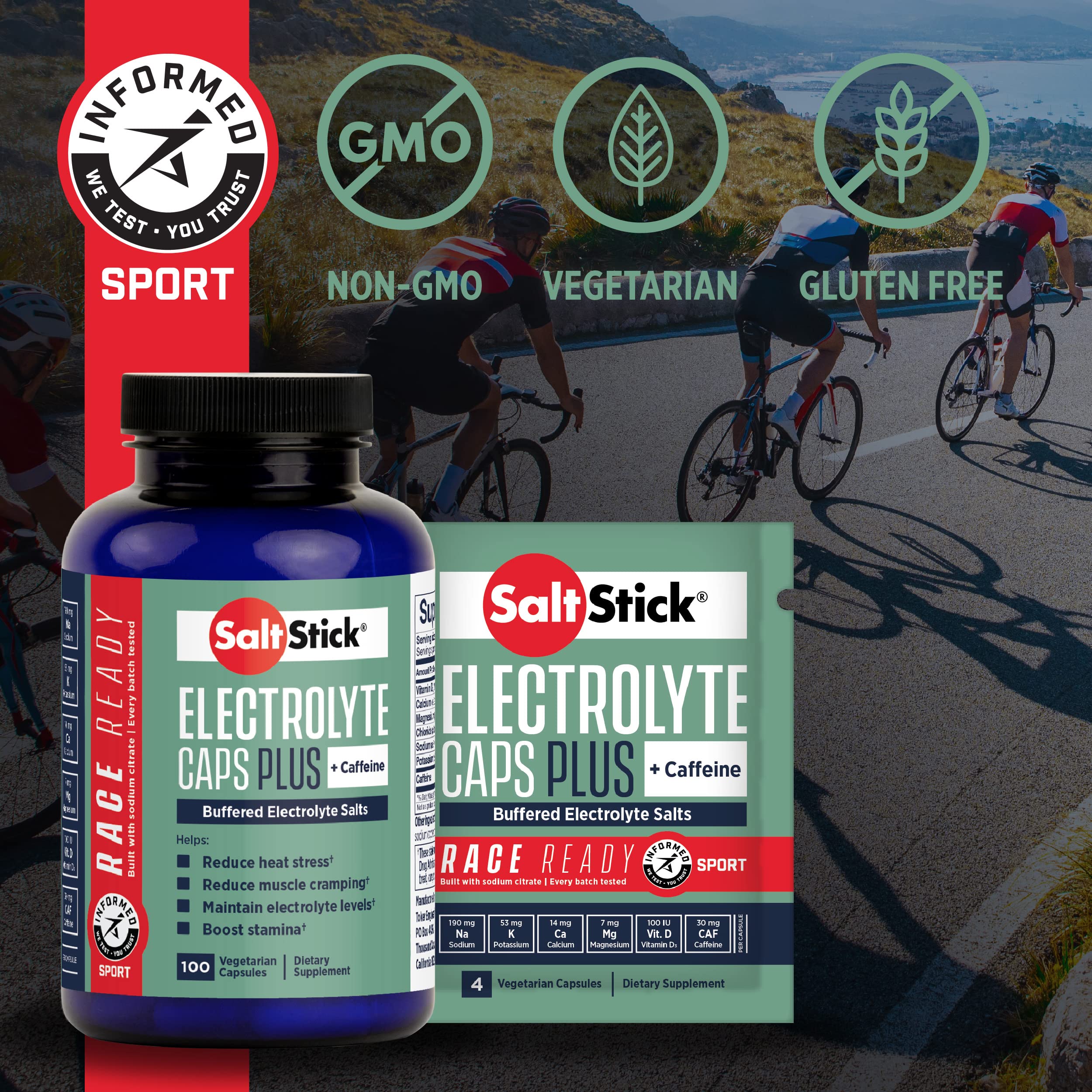 Foto 2 | Píldoras De Sal Electrolítica Saltstick Con Cafeína, 100 Unidades - Venta Internacional.