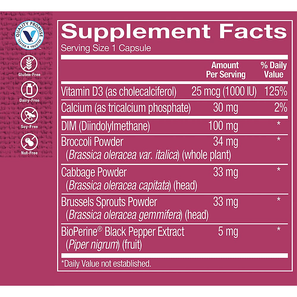 Foto 4 pulgar | Complementa The Vitamin Shoppe Dim 100 Mg Con Bioperine 60 Cápsulas - Venta Internacional.