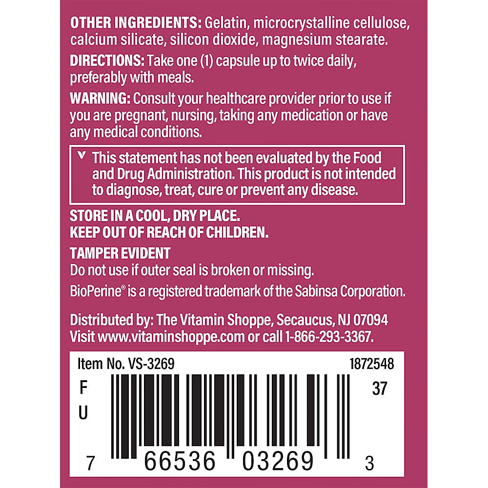 Foto 5 pulgar | Complementa The Vitamin Shoppe Dim 100 Mg Con Bioperine 60 Cápsulas - Venta Internacional.