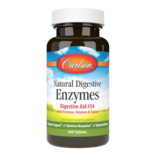 Foto 1 | Enzimas Digestivas Carlson Natural Digestive Aid #34 100 Comprimidos - Venta Internacional.