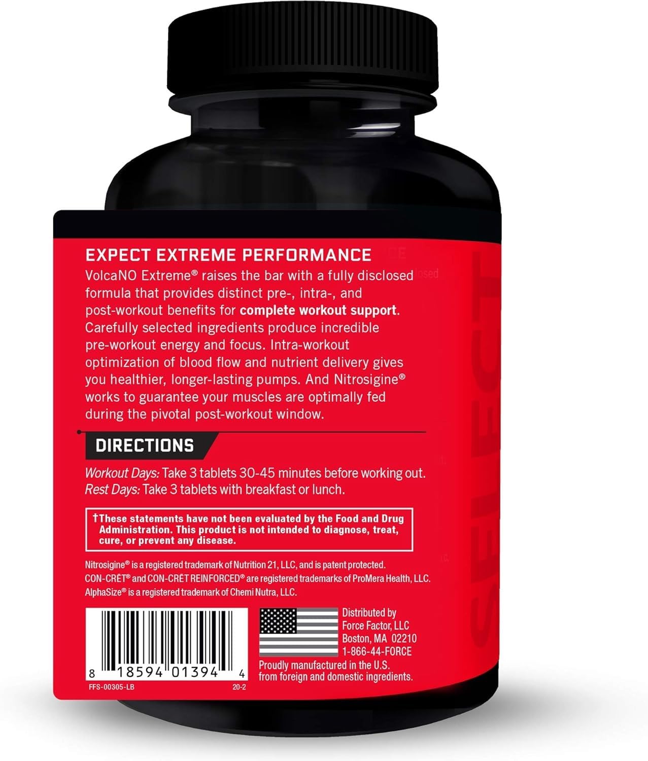 Foto 3 pulgar | Suplemento Force Factor Volcano Extreme Pre Workout 90 Comprimidos - Venta Internacional.