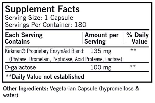 Foto 2 | Suplemento Kirkman Enzyme-aid 180 Cápsulas - Venta Internacional.