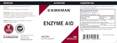 Foto 3 | Suplemento Kirkman Enzyme-aid 180 Cápsulas - Venta Internacional.