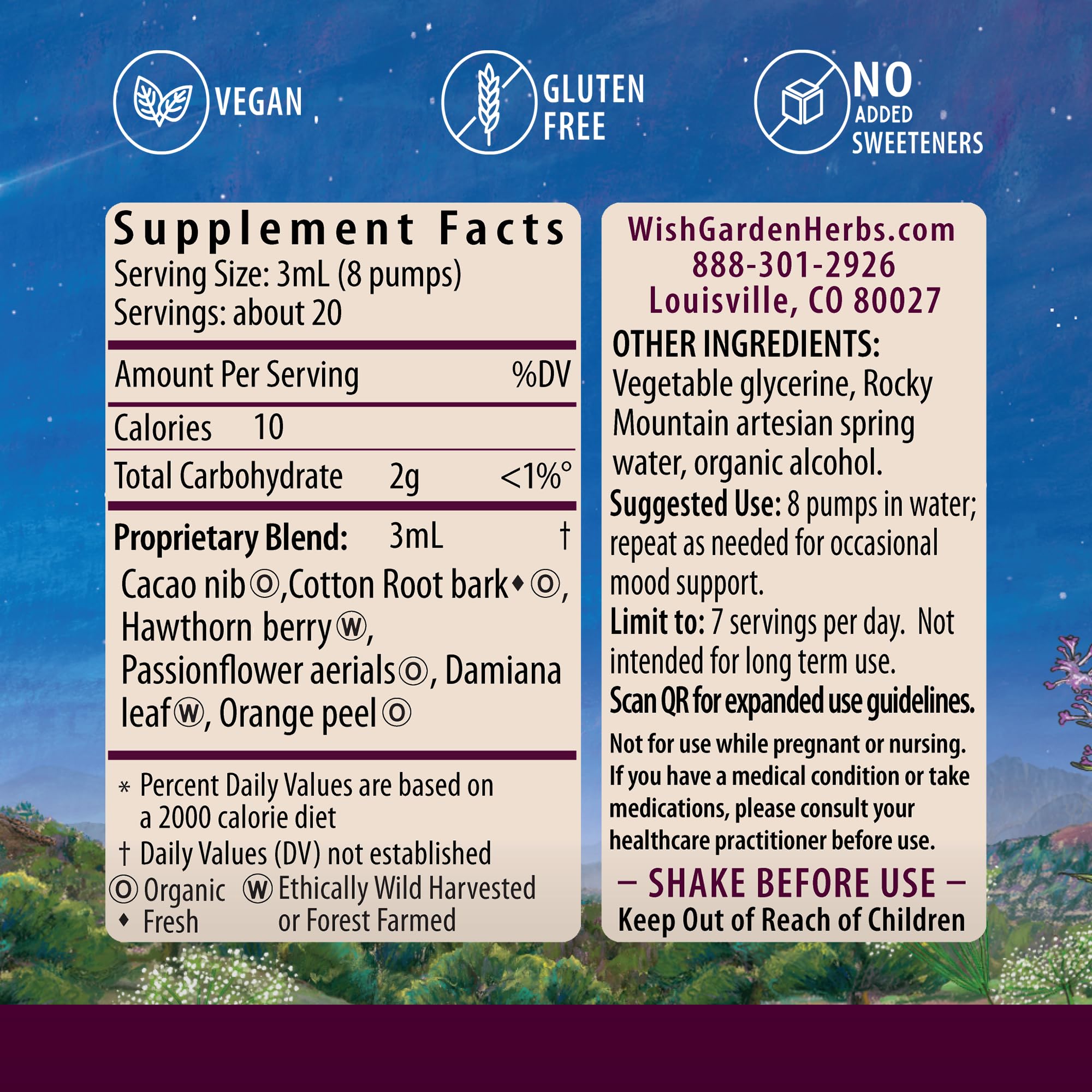 Foto 3 pulgar | Suplemento Wishgarden Herbs Liquid Bliss Mood Elevator 60 Ml - Venta Internacional.