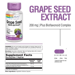 Foto 2 | Suplemento De Extracto De Semilla De Uva Solaray 200 Mg Con Bioflavonoide - Venta Internacional.