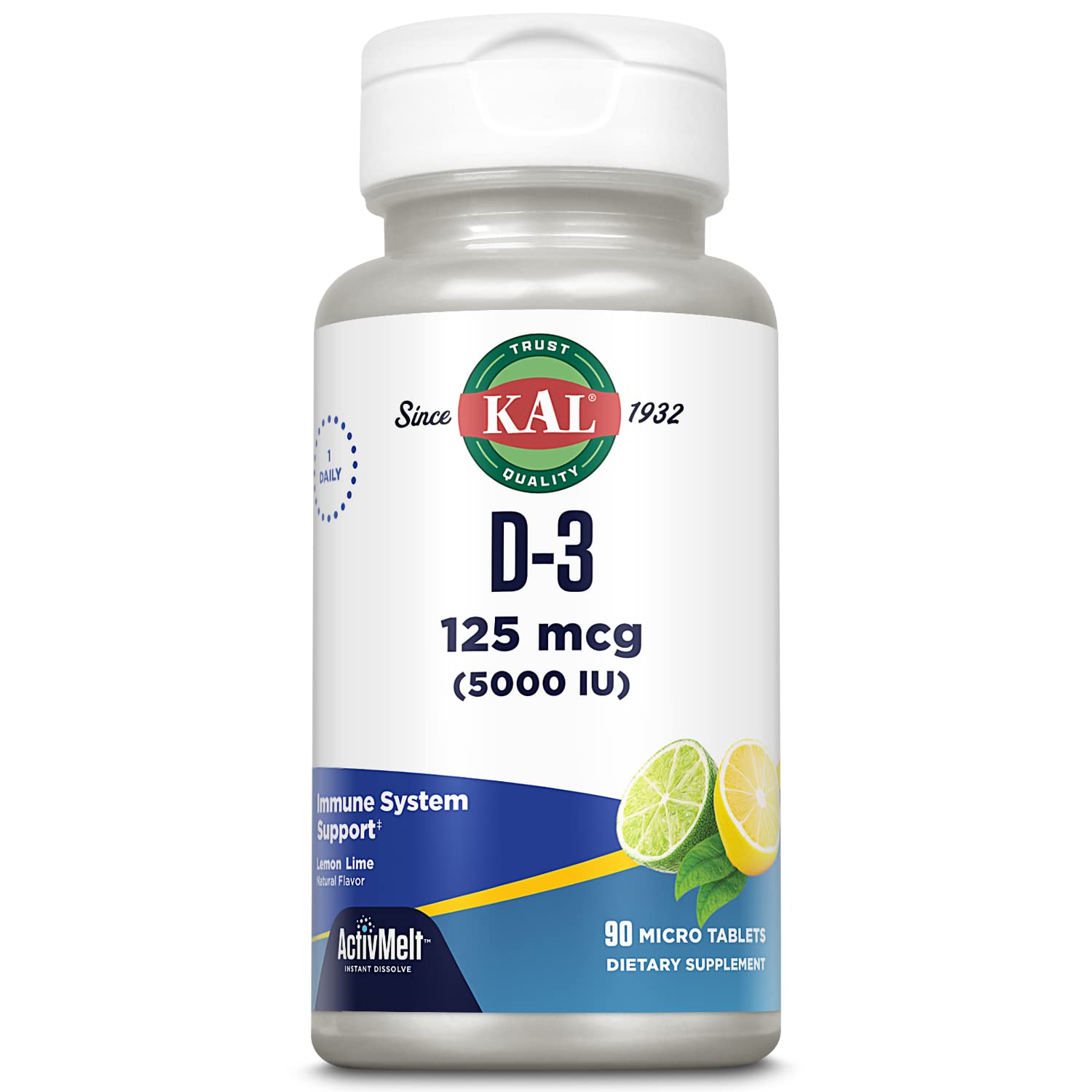 Foto 2 pulgar | Suplemento Kal De Vitamina D-3, 5000 Ui, Activmelt, 90 Comprimidos - Venta Internacional.