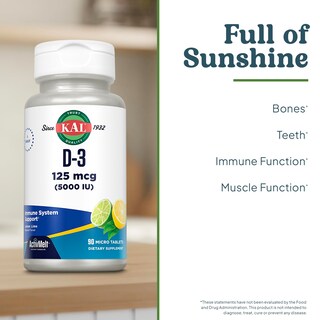Foto 3 | Suplemento Kal De Vitamina D-3, 5000 Ui, Activmelt, 90 Comprimidos - Venta Internacional.
