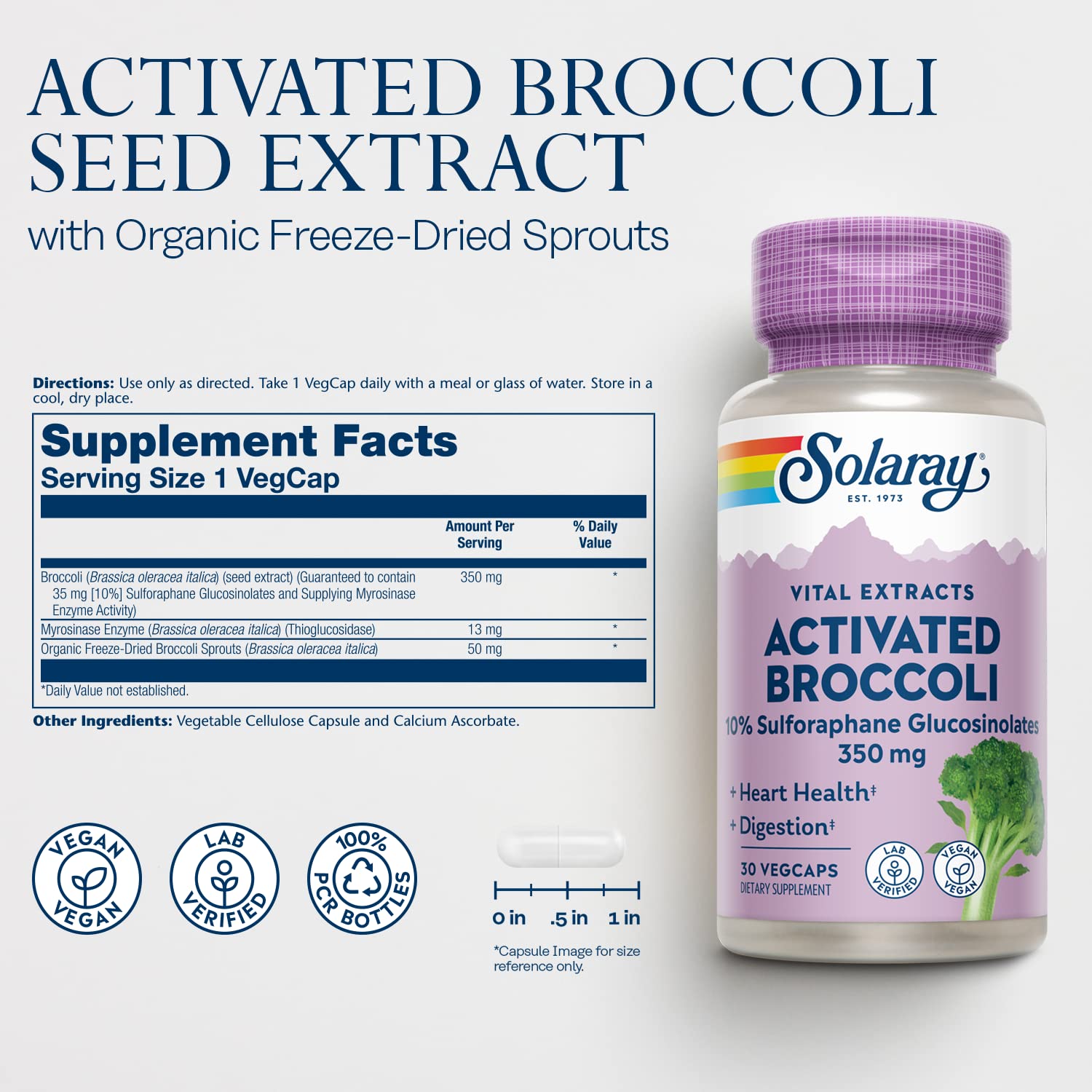 Foto 4 pulgar | Suplemento De Extracto De Semilla De Brócoli Activado Solaray 350 Mg - Venta Internacional.