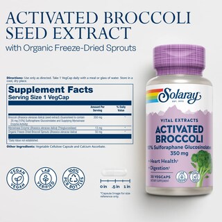 Foto 3 | Suplemento De Extracto De Semilla De Brócoli Activado Solaray 350 Mg - Venta Internacional.