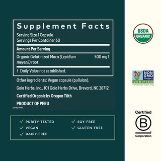 Foto 2 | Suplemento Gaia Herbs, Raíz De Maca, Energía Natural, 60 Cápsulas - Venta Internacional.