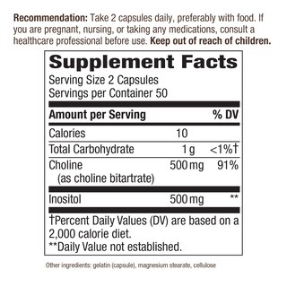 Foto 2 | Suplemento Nature's Way De Colina E Inositol 1000 Mg 100 Cápsulas - Venta Internacional.