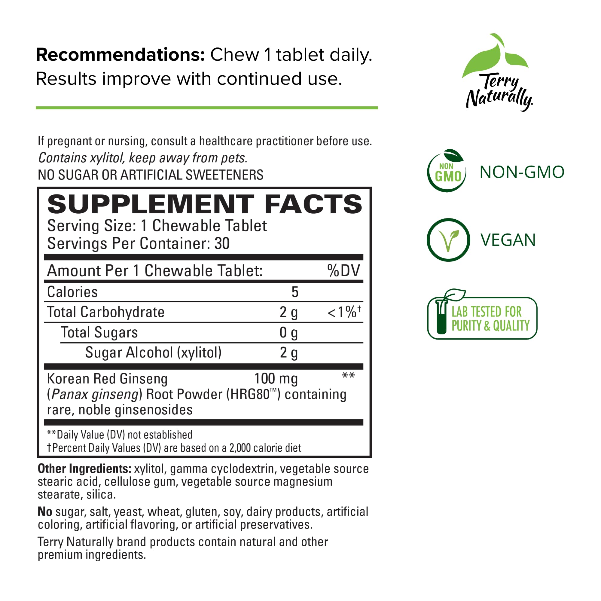 Foto 3 pulgar | Suplemento Terry Naturally Hrg80 Red Ginseng Energy 30 Comprimidos - Venta Internacional.