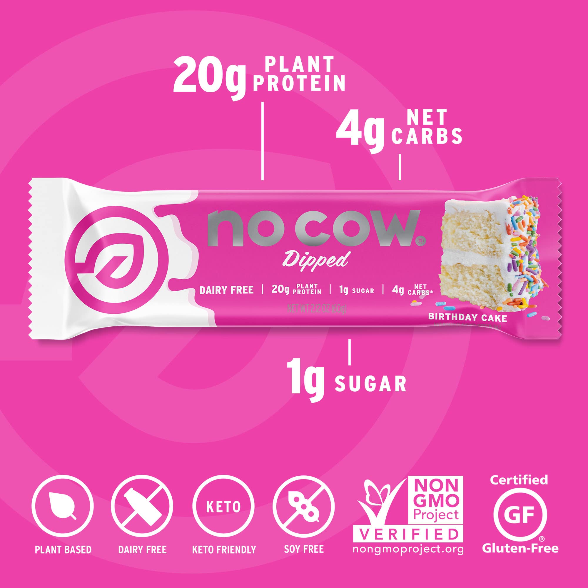 Foto 3 pulgar | Pastel De Cumpleaños No Bañado En Vaca Protein Bars, 20 G, Vegano, 12 Unidades - Venta Internacional.