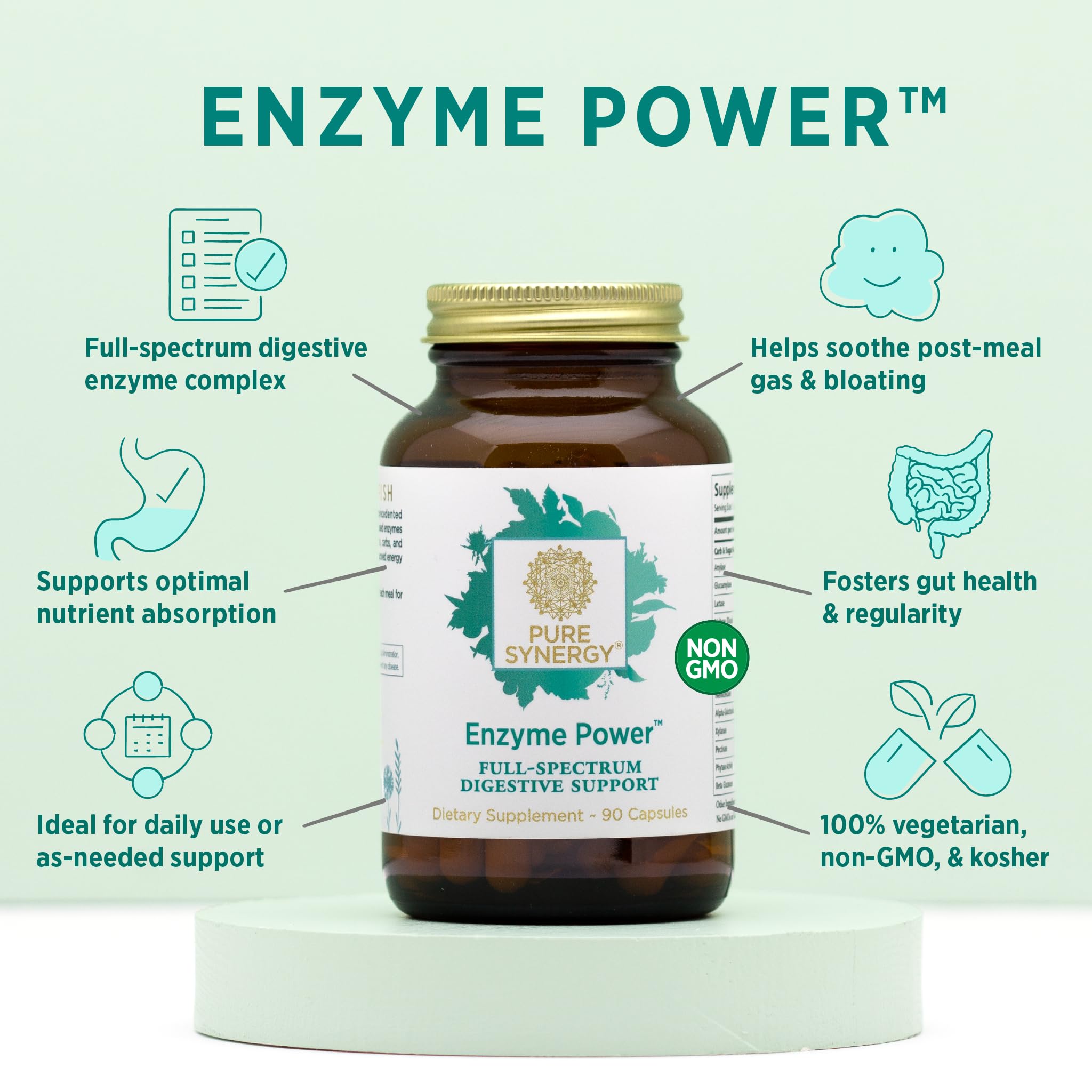 Foto 4 pulgar | Suplemento De Enzimas Digestivas Pure Synergy Enzyme Power 90 Cápsulas - Venta Internacional.