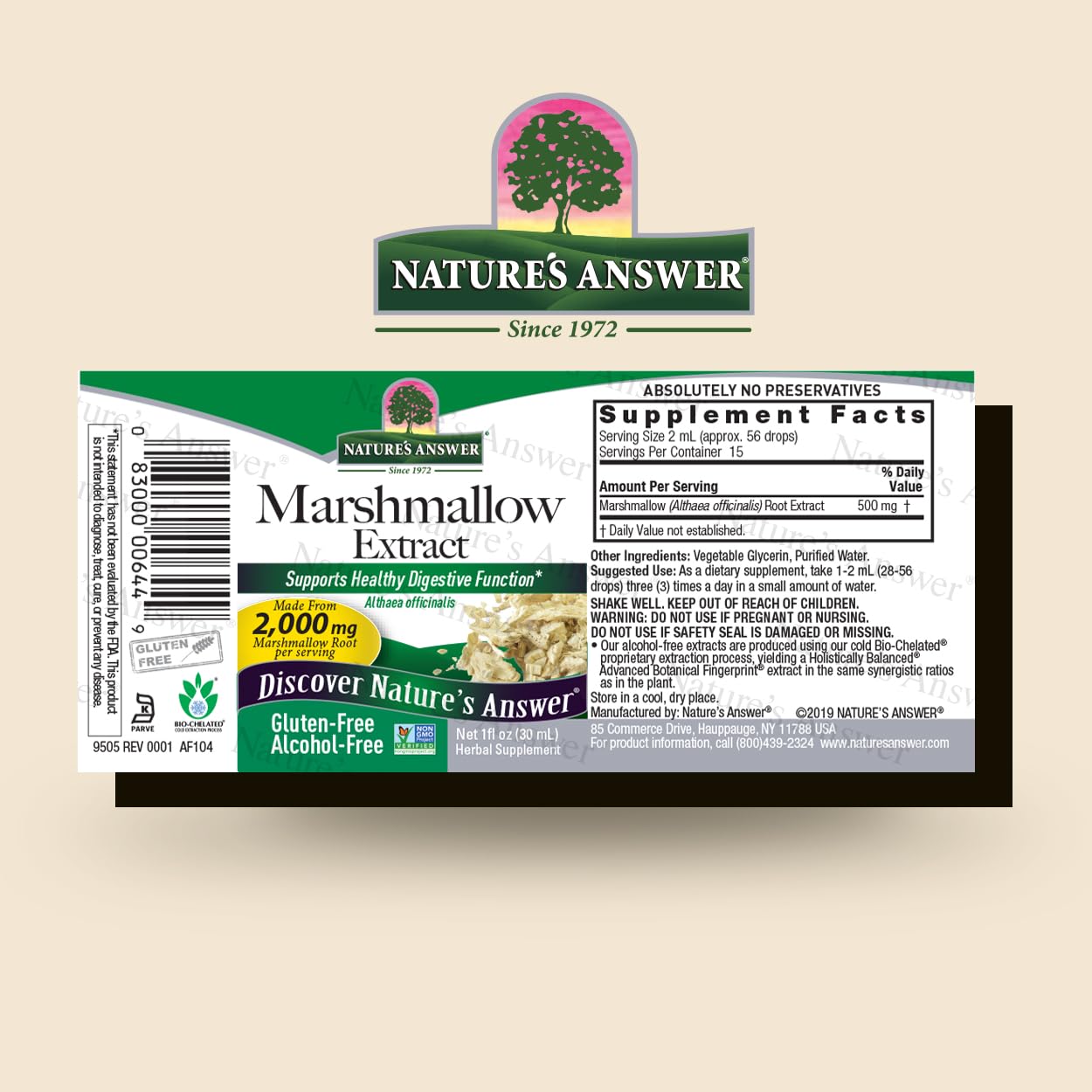 Foto 2 | Suplemento De Extracto De Raíz De Malvavisco De Nature's Answer, 30 Ml - Venta Internacional.