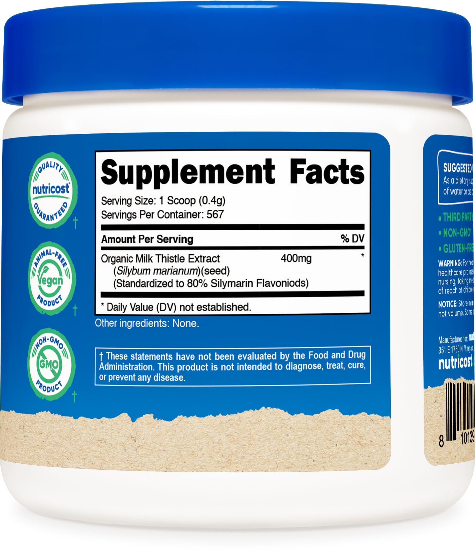 Foto 6 pulgar | Suplemento Nutricost De Cardo Mariano Orgánico En Polvo 240 Ml - Venta Internacional.