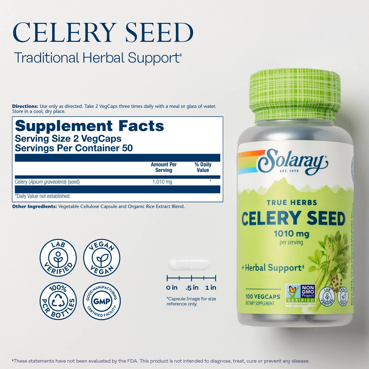 Foto 4 pulgar | Suplemento Solaray De Semillas De Apio 505 Mg, 100 Cápsulas Vegetarianas - Venta Internacional.