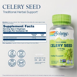 Foto 3 | Suplemento Solaray De Semillas De Apio 505 Mg, 100 Cápsulas Vegetarianas - Venta Internacional.