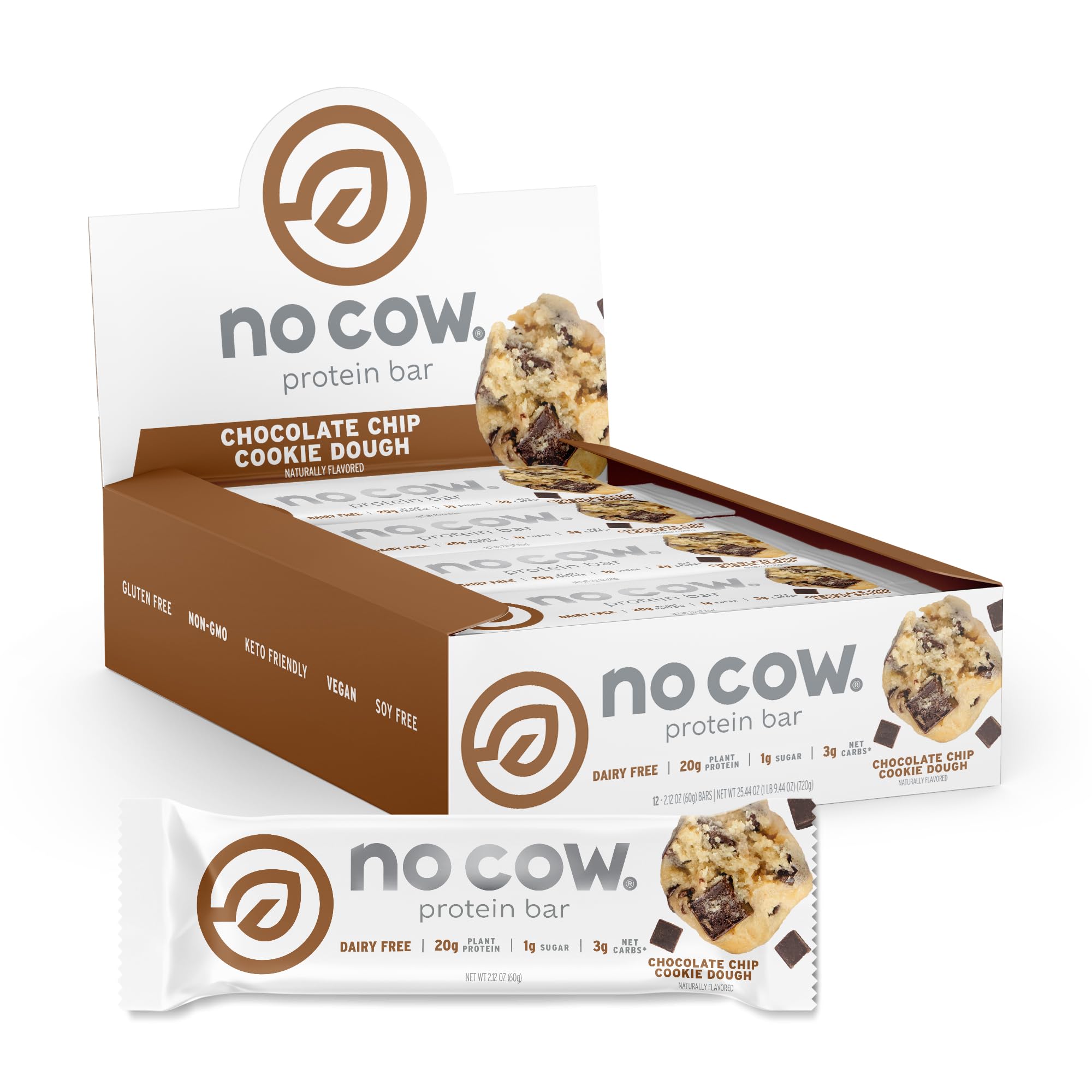 Foto 2 pulgar | Masa Para Galletas Con Chispas De Chocolate Protein Bars No Cow, 20 G, 12 Unidades - Venta Internacional.