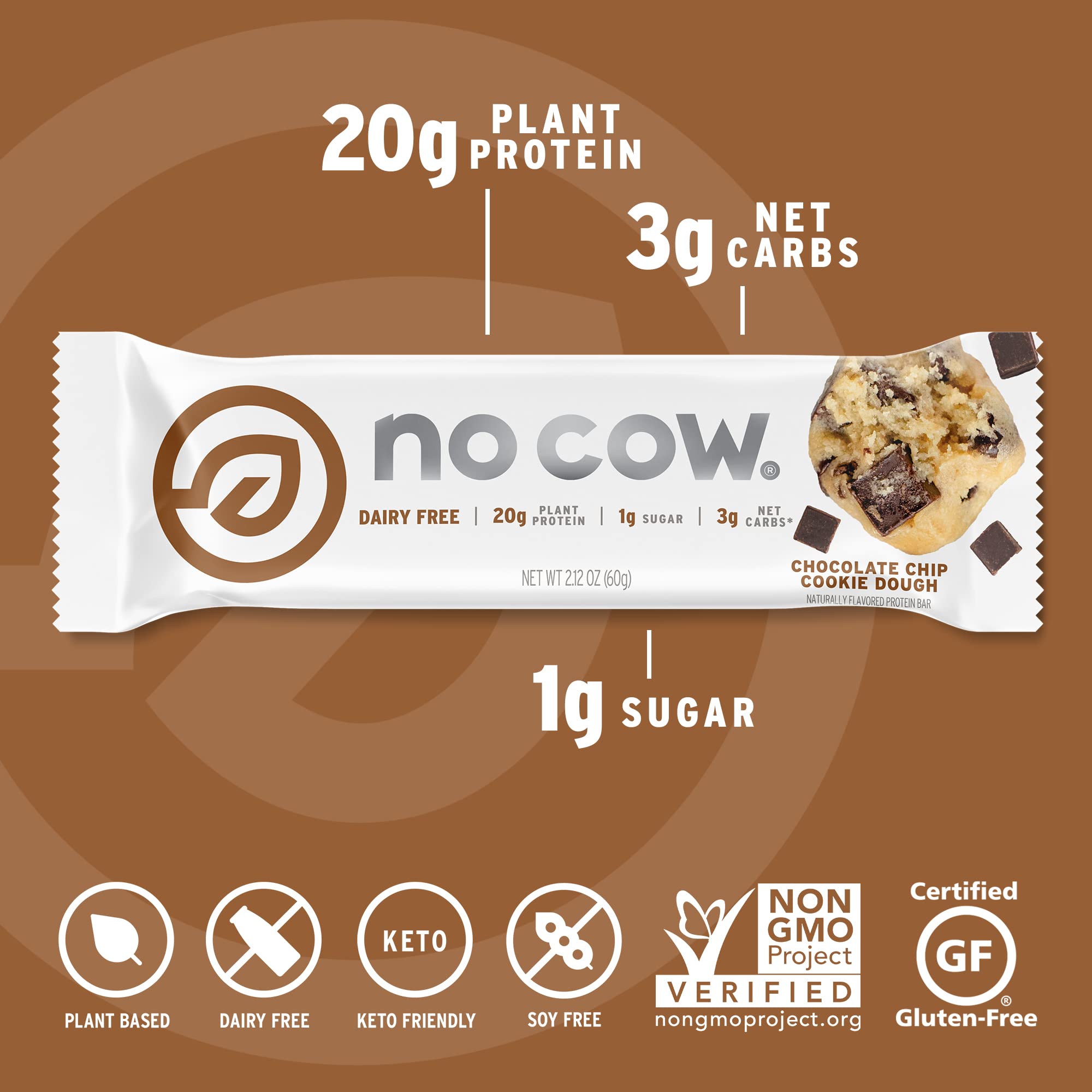 Foto 3 pulgar | Masa Para Galletas Con Chispas De Chocolate Protein Bars No Cow, 20 G, 12 Unidades - Venta Internacional.