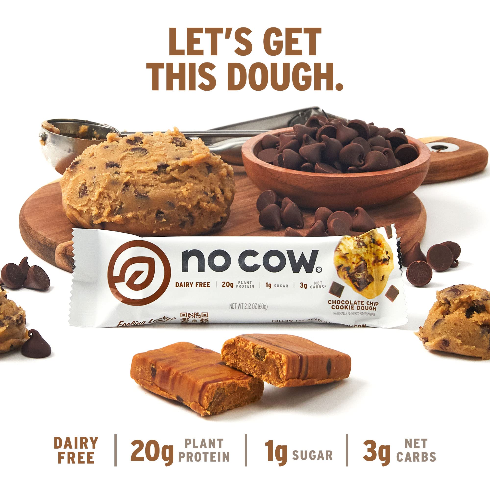 Foto 4 pulgar | Masa Para Galletas Con Chispas De Chocolate Protein Bars No Cow, 20 G, 12 Unidades - Venta Internacional.