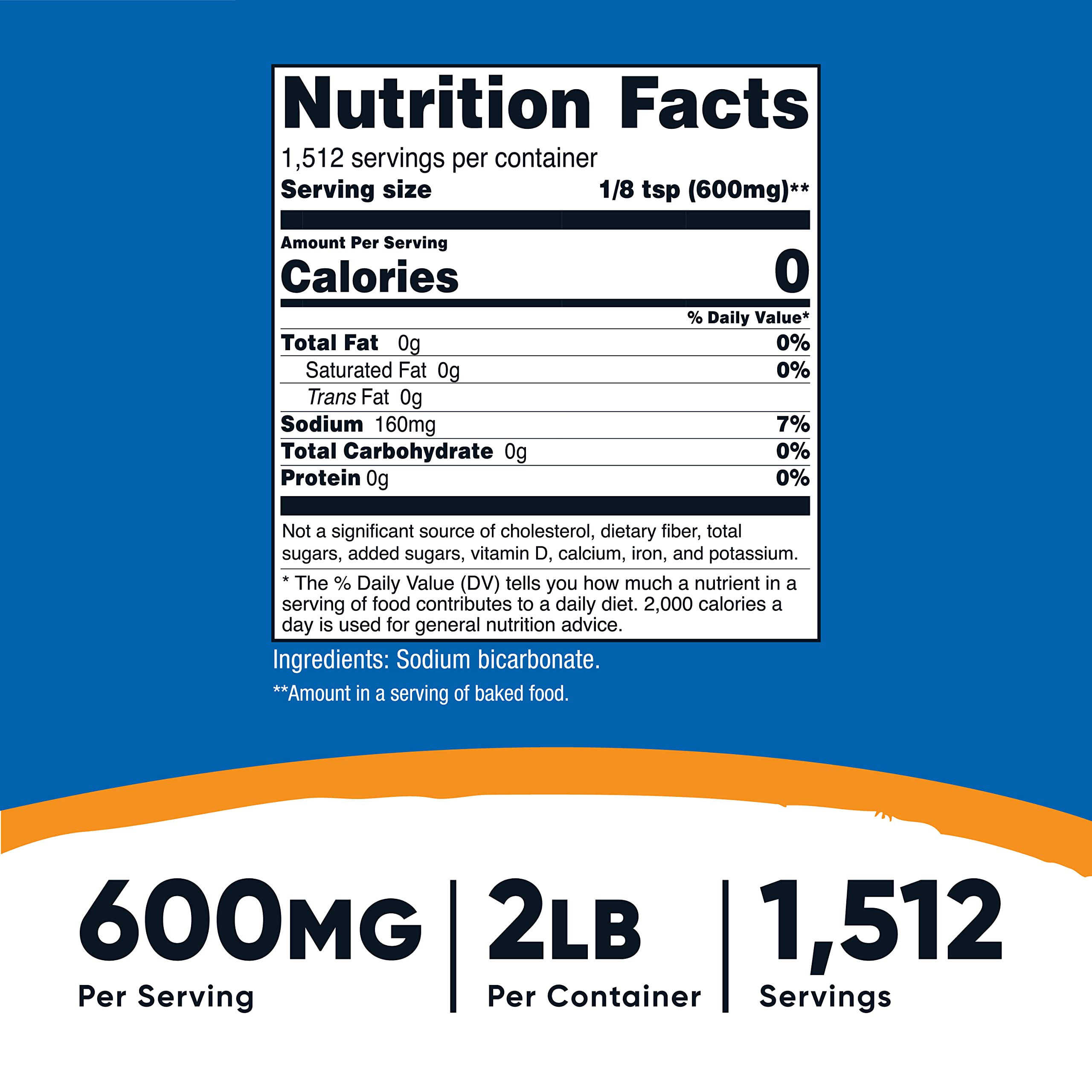 Foto 3 pulgar | Bicarbonato De Sodio Nutricost 907 G - 600 Mg/porción Sin Ogm - Venta Internacional.