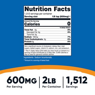 Foto 2 | Bicarbonato De Sodio Nutricost 907 G - 600 Mg/porción Sin Ogm - Venta Internacional.